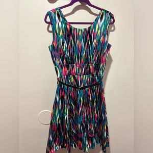 Bright Multicolored Belted Dress